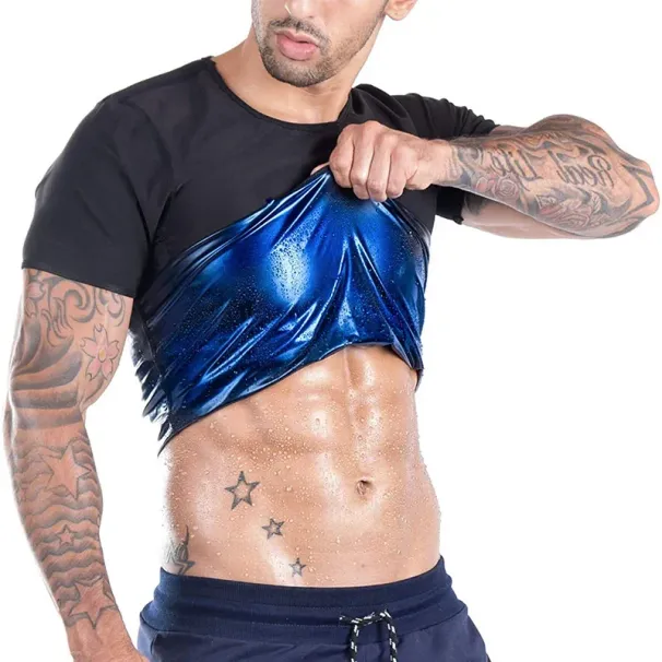 Men Sweat Sauna T-shirt Waist Trainer Suit Body Shapers Shapewear Corset Underwear Belly Control Fitness Fat Burn Tops_desvips.com