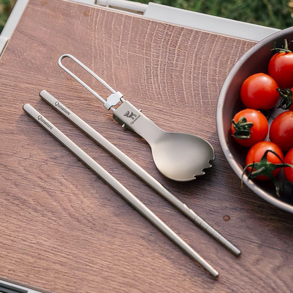 Qunature Outdoor Camping Portable Cutlery 2/4/6 Piece Set with Bag_desvips.com