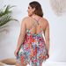 2024 New Women's Sexy Backless Fashion Printed Mesh Splicing Plus Size Swimsuit_desvips.com