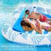 PVC Inflatable Pool Float For Two - Sunbathing Lounge With Headrest & Cup Holders (Leaf & Heart Design Heavy-Duty For Adults)_desvips.com