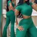 Women's clothing sexy round neck backless slim fit butt lift solid color bootcut jumpsuit sportswear_desvips.com