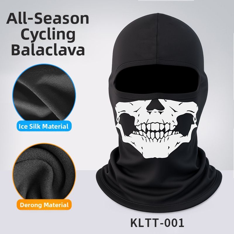 Outdoor Cycling Skull Mask Road Bike Riding Face Mask Neck Warmer Half Face Ghost Print Hood Unisex Sports Accessory_desvips.com