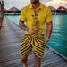Men's Fashion Casual Suit 3D Printed Zipper Short Sleeve Polo Shirt Shorts 2-Piece Set_desvips.com