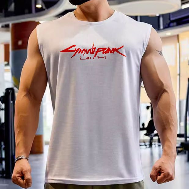 Loose Plus Size Summer Sports Quick-Dry Sleeveless Vest Sweat-Absorbing T-Shirt Round Neck Fitness Clothing Running_desvips.com