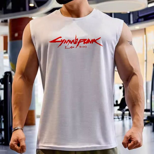 Loose Plus Size Summer Sports Quick-Dry Sleeveless Vest Sweat-Absorbing T-Shirt Round Neck Fitness Clothing Running_desvips.com