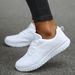 Women's 2024 New Fashion Breathable Solid Color Walking Sneakers Mesh Fabric Lace Up Shoes Women Female Footwear_desvips.com