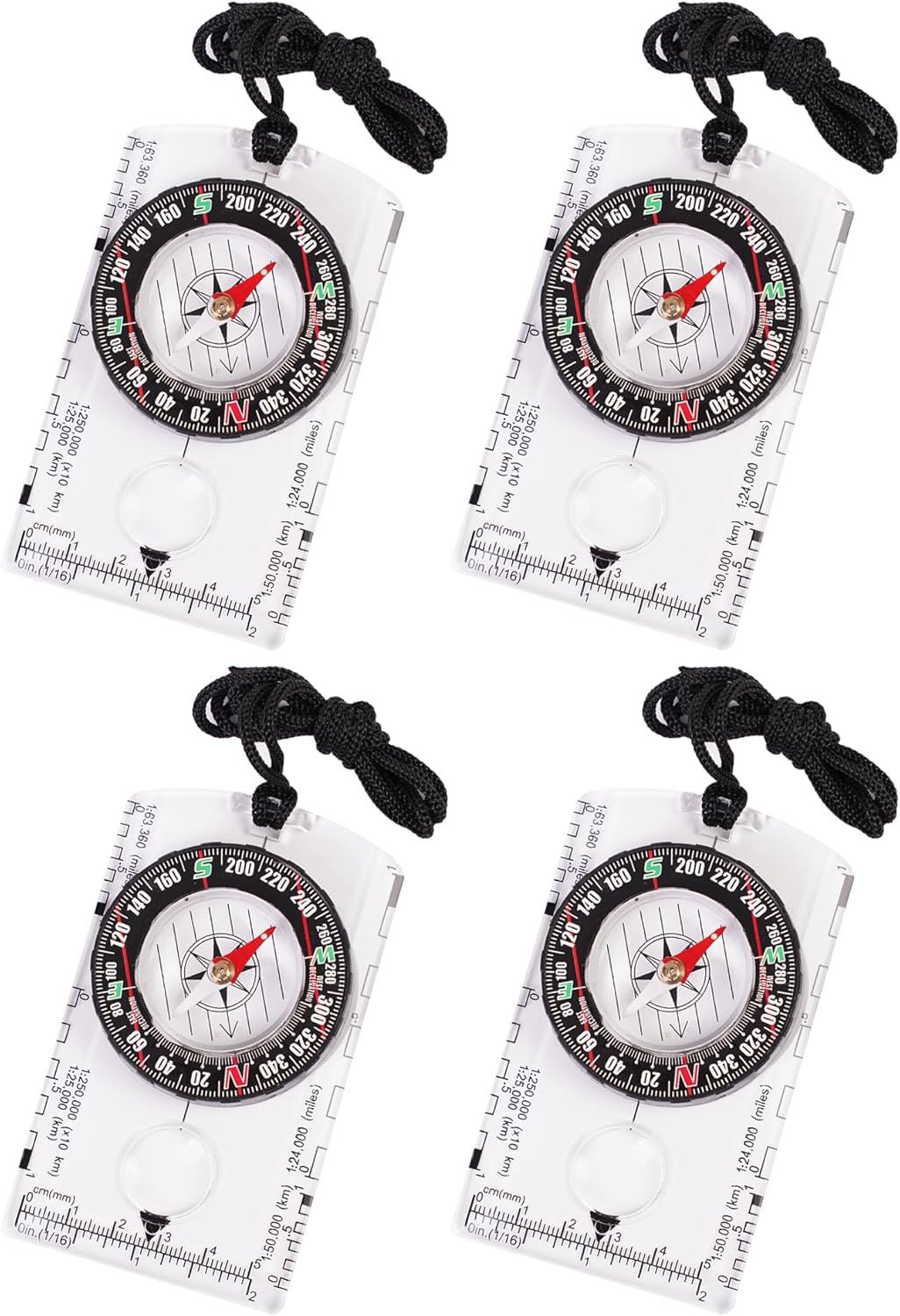 4 Pcs Outdoor With Adjustable Declination,Magnifier,Ruler,Scale. Multifunctional Orienteering Waterproof Compass For Map_desvips.com