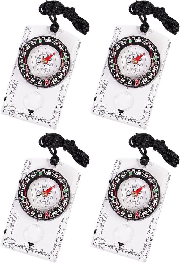 4 Pcs Outdoor With Adjustable Declination,Magnifier,Ruler,Scale. Multifunctional Orienteering Waterproof Compass For Map_desvips.com