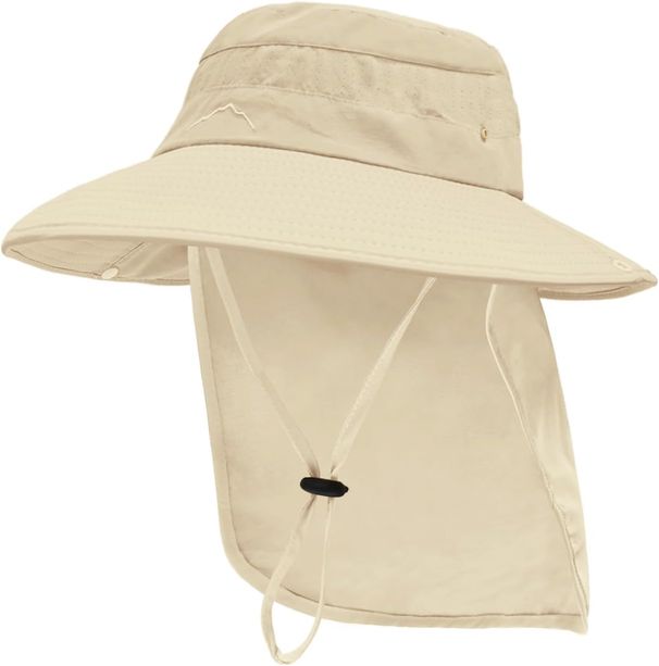 Sun Men Women, UPF50+ Protection Safari Hat,Wide Brim Fishing Hat With Neck Flap,Bucket Hats For Beach Hiking_desvips.com