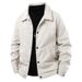 2025 Autumn/Winter Cross-Border Men's Corduroy Collar Solid Color Business Casual Thickened Fleece-Lined Jacket For_desvips.com