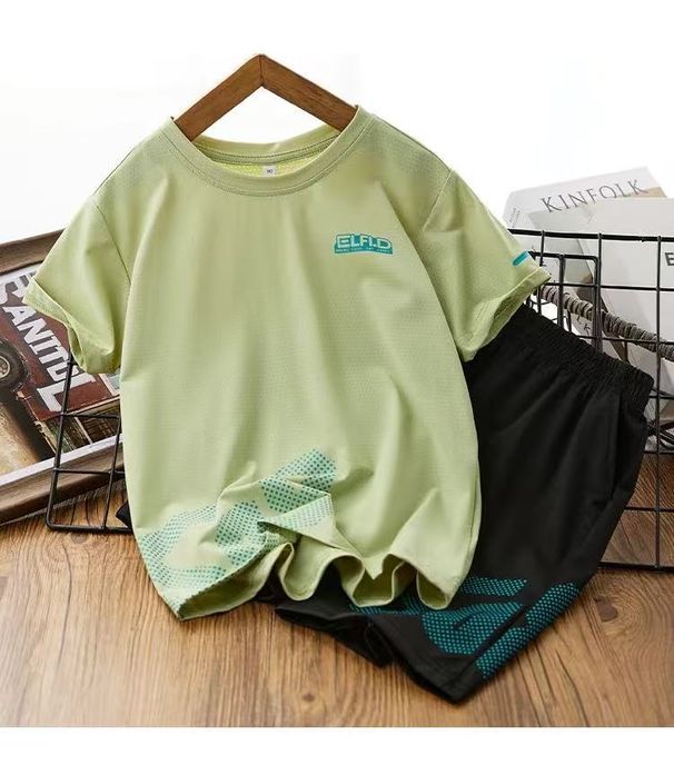 Children's Short-sleeve Running Sports Suit, Summer Thin Pullover Set Boys Girls, Two-piece Children's Clothing For_desvips.com