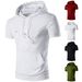 2023 Summer New Men's Solid Hooded Casual Sports T-shirt_desvips.com