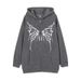 International Station New Sweatshirt Personalized Grid Butterfly Heat Transfer Casual European Size Fashion Autumn_desvips.com