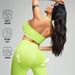 New Halter Neck Ribbed Back Yoga Bra, Detachable Bra, High Elasticity, Tummy Control Yoga Shorts_desvips.com