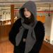 Korean Style Scarf Integrated Thickened Warm Knitted Women Winter Ear Protection Balaclava Wool Hat_desvips.com