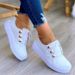 Women's Casual Leather Lace Up Ladies Sneakers Thick Soled Metal Decoration Breathable Female Flat Shoes XF0116_desvips.com