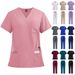 Women's new V-neck split medical overalls, pocket straight pants, men's and women's toiletries_desvips.com