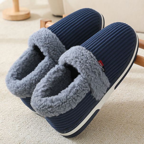 Couple Warm Bag Heel Cotton Slippers Winter Indoor Padded Bottom Home Household Non-slip Belt Heel Cotton Shoes Ladies_desvips.com