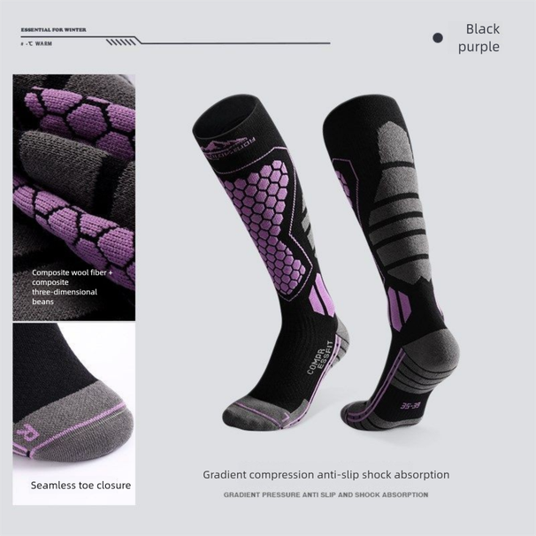 Ski Socks For Men And Women, Thickened Wool Quick-Dry, Warm, Professional H Snow Socks, Winter Mountaineering Sports_desvips.com
