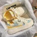 Womens Pink White Gradient Platform Sneakers With Classic Design Chunky Laces_desvips.com