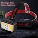 Solar sensor headlight type-c charging LED night fishing running headlight COB red and white power display_desvips.com