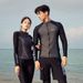 New Couple Zipper Diving Suit Men Surfing Conservative Slimming Boxer Student Long Sleeve Hot Spring Swimsuit_desvips.com
