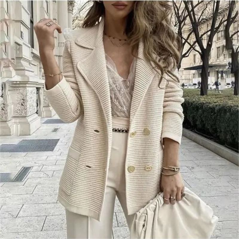Women's Clothing Short Casual Knitted Tops Long Sleeve Jacket Coat_desvips.com