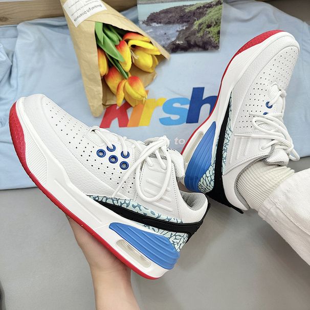 2025 Spring New Ins White Moon Basketball Sneakers Unisex Versatile Couple Cushion Color Block Soft Sole Running Shoes_desvips.com