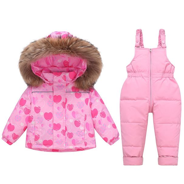 Premium Kids' Snow Ski Overalls With Hood - Warm Winter Padded Jumpsuit For Toddlers (80-120cm) - Soft Nylon Shell & 90% White Duck Down_desvips.com