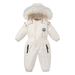 Kids Winter Snowsuit With Fur Hood - Waterproof Windproof Fleece-Lined One-Piece Jumpsuit For Boys And Girls (3-8 Years, 90-120cm)_desvips.com