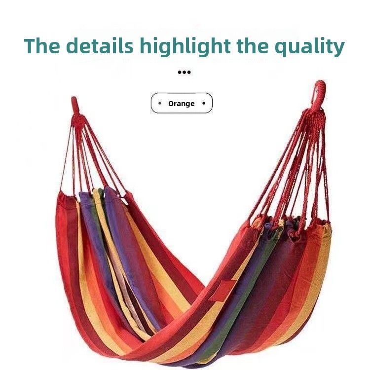 1724976925@qq.com Thickened Canvas Hammock, Anti-tip, Single-person Outdoor Swing, Double-person Rainbow Stripe, Children's Leisure Single_desvips.com
