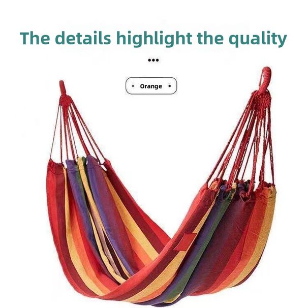 1724976925@qq.com Thickened Canvas Hammock, Anti-tip, Single-person Outdoor Swing, Double-person Rainbow Stripe, Children's Leisure Single_desvips.com