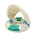 Kids Inflatable Swim Ring With Canopy & Handles - Thickened PVC For Ages 3-6 (Striped Design Sun Protection & Safety Pocket Outdoor Water Play)_desvips.com