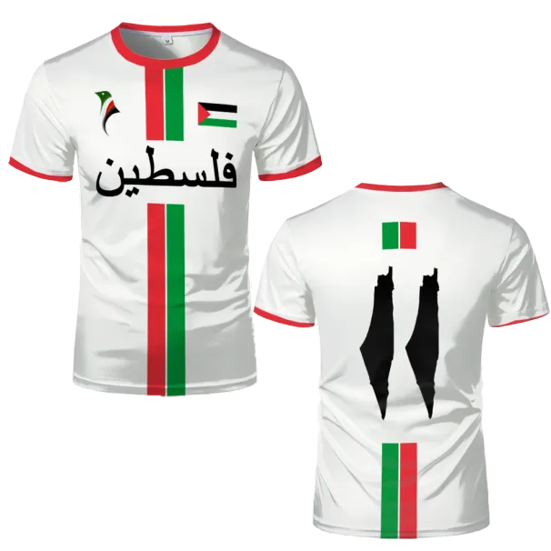 Fashion Palestine Flag Football T Shirts Trend Summer Short Sleeve National Emblem 3D Printed Sports Tees Loose_desvips.com