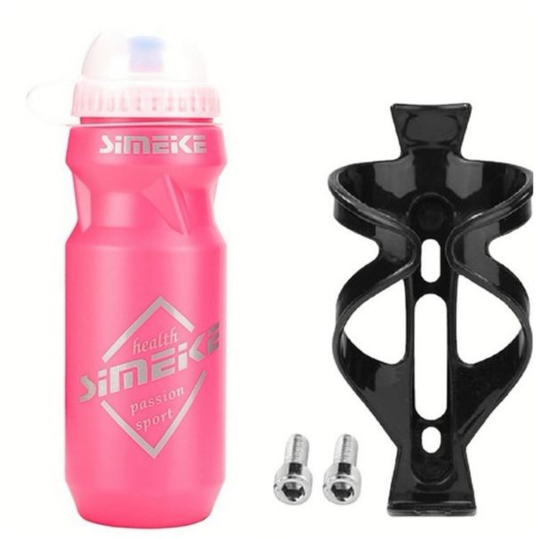Bicycle Water Bottle Sports Water Bottle For Mountain Bike Sports With Dust Cover PC Single Color Plastic Water Bottle + Water Bottle Holder_desvips.com