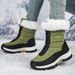 Women's Winter Snow Boots With Faux Fur Lining, Waterproof PU Upper & Non-Slip Rubber Sole – Warm Mid-Calf Boots For Outdoor Skiing & Daily Wear_desvips.com
