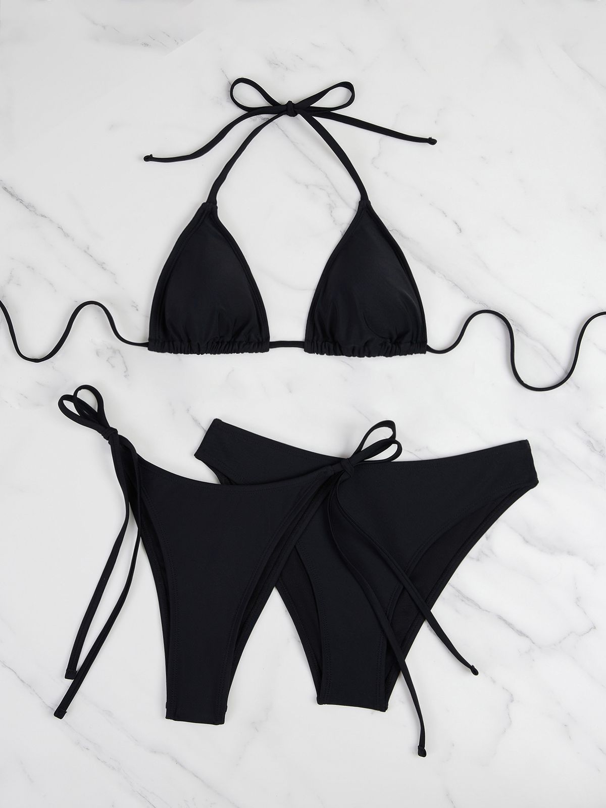 2026 New Sexy Europea Ad America Cross-Border Trade Halter Neck Tie Triagle Cup Bikii Three-Piece Swimsuit For_desvips.com