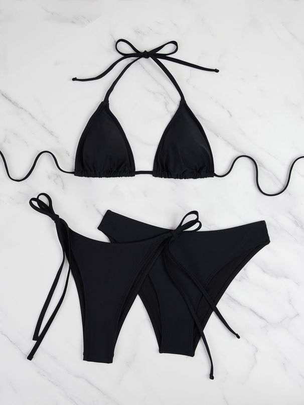 2026 New Sexy Europea Ad America Cross-Border Trade Halter Neck Tie Triagle Cup Bikii Three-Piece Swimsuit For_desvips.com