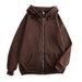 Solid Color Plain Sweatshirt Ins Style Loose Zipper Thickened Hooded Jacket_desvips.com