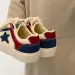 Womens Red Blue Star Patch Sneakers Thick Rope Laces Low Top Casual Shoes_desvips.com