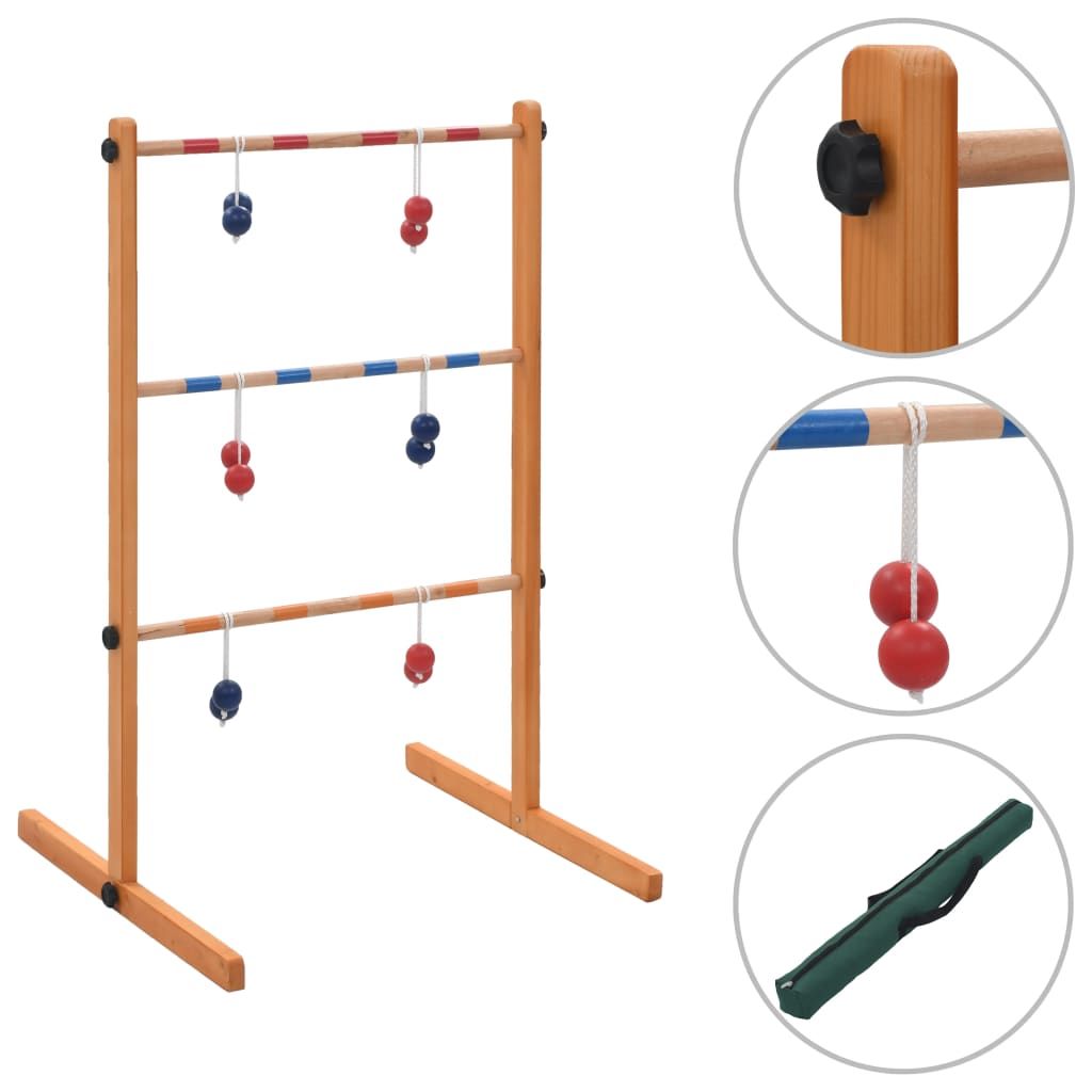 Solid Pine Ladder Golf Set - Durable Construction With 6 Pairs Of Balls - Portable Carrying Bag - Family Fun Game_desvips.com