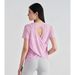 Hsinchu Festival Yarn Summer Fitness Short Sleeve Breathable T-Shirt Hollow Out Beautiful Back Sports Top Women's Yoga_desvips.com