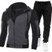 New Men's Suit Personalized Color Blocked Double-layer Zipper Hooded Cardigan Slim Fit Sweatshirt Sweatpants_desvips.com