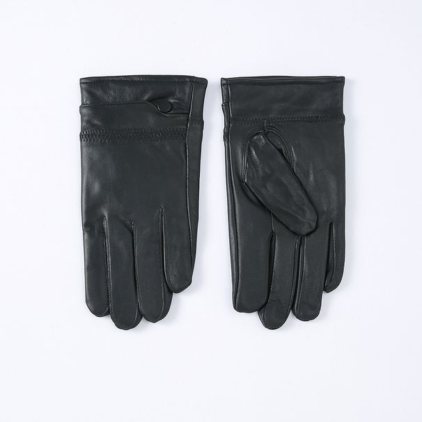 Sheepskin Men's Genuine Leather Gloves, Warm, Fleece-lined, Thickened, Suitable For Driving, Cycling, Skiing,_desvips.com