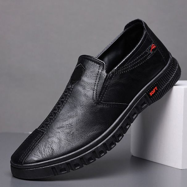 RenMou Spring 2024 Fashion Soft Sole Low Top Leather Shoes, Trendy For Middle Aged Men, Lazy Casual Shoes Exclusive Supply_desvips.com