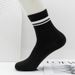 Spring Autumn Striped Mid-calf Socks, Black And White Women, Ins With Letters, Versatile High-waisted Sports Socks For_desvips.com
