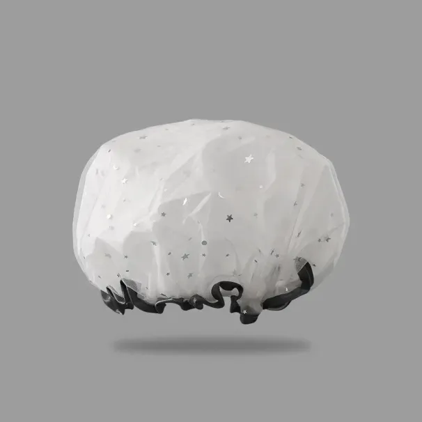 Waterproof Double-Layer Shower Cap Starry Sky Design Fashion Reusable Bathing Hat Kitchen Oil-proof Sanitary Hat_desvips.com