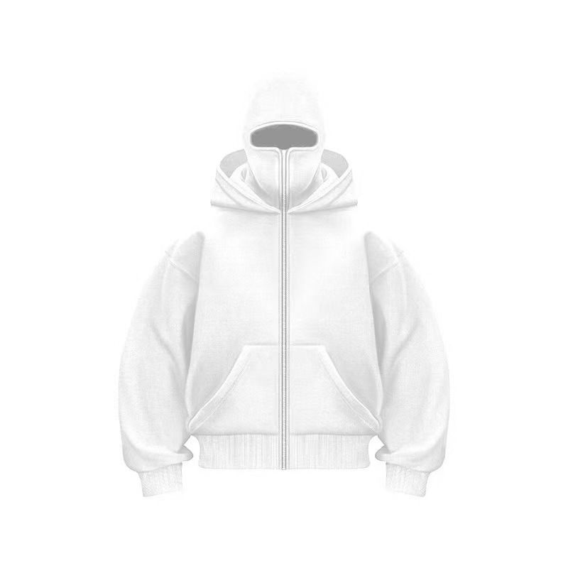 Koossoasis New Masked Design Double-layer Hooded Zipper Sweater Jacket Loose Street Men And Women, Couples_desvips.com