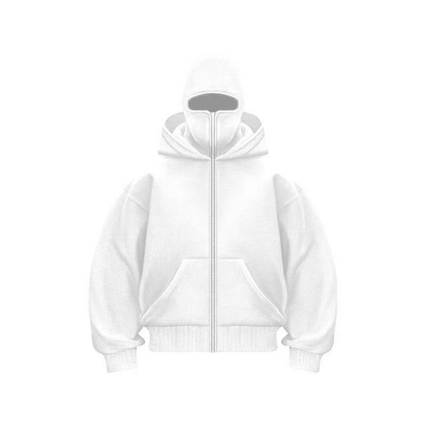 Koossoasis New Masked Design Double-layer Hooded Zipper Sweater Jacket Loose Street Men And Women, Couples_desvips.com