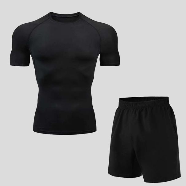 Gym Sports For Men Breathable Quick-Dry Fitness Clothing Night Running Five-Piece Set Tight Men's Training Suit_desvips.com